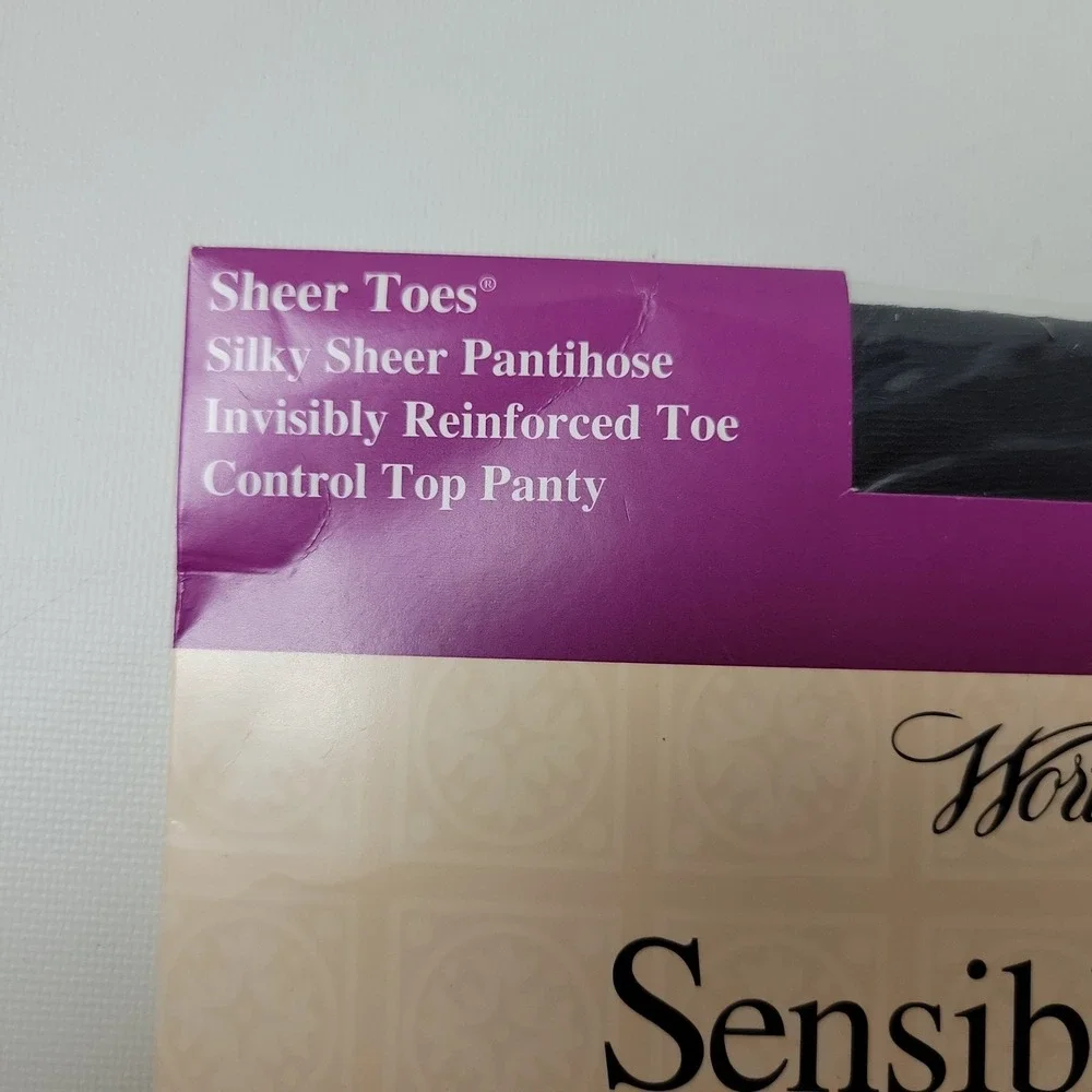 Worthington Sensible Sheers Control Top Pantihose Off Black Size Long 20 Denier